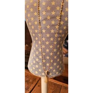 Versatile Everyday Elegance: Long Gold Necklace with Unique Double Drop Pendant